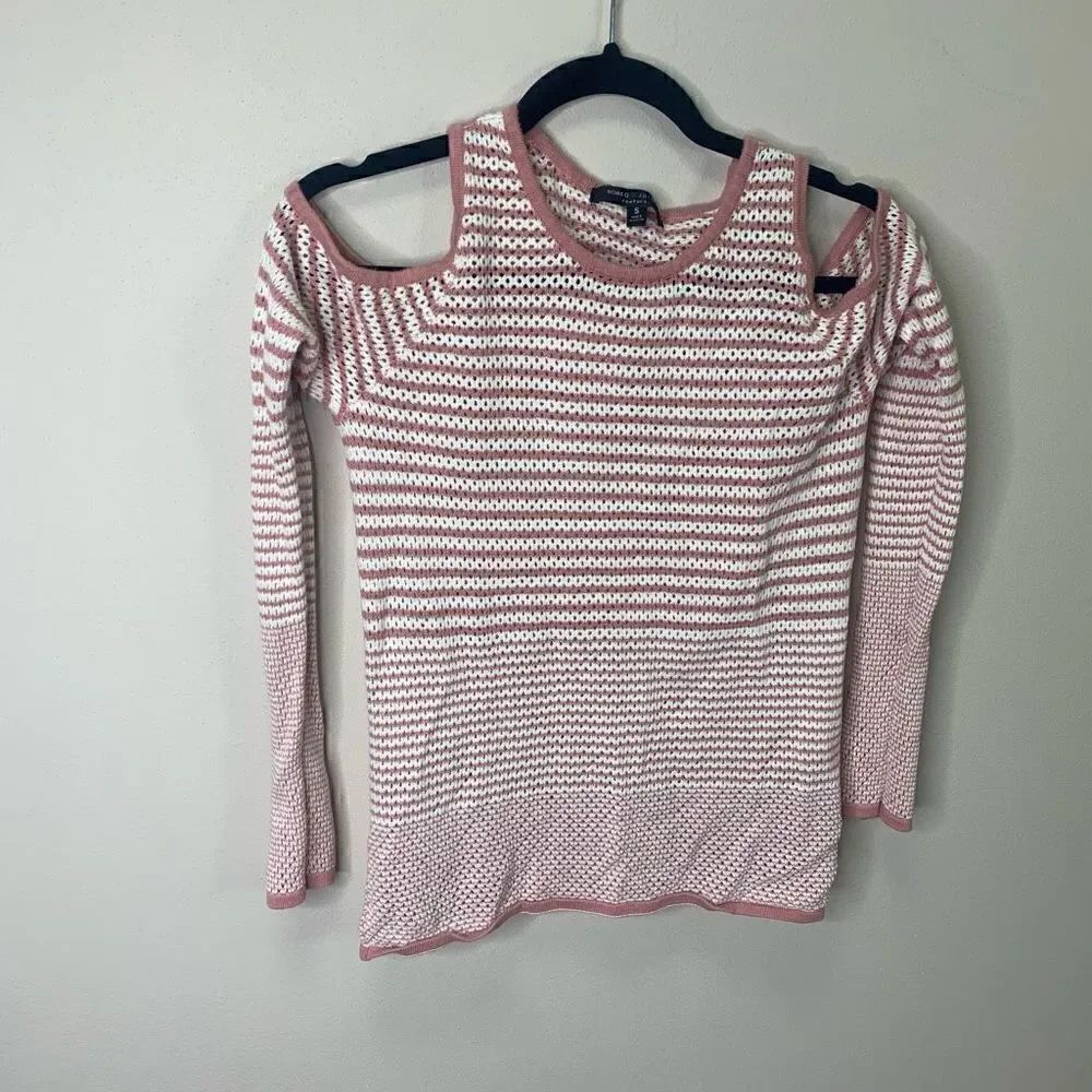 Romeo + Juliet Couture Womens Cold Shoulder Sweater Multicolor Stripe Small (K1